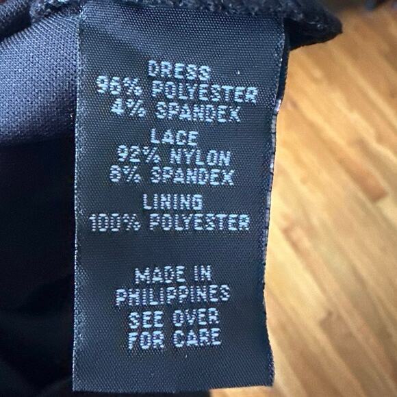 BCX Black Lace Long Sleeve Mini Dress w/ Nude Side Lining – Size 13 - Picture 8 of 8